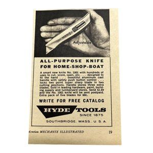 Vintage 1963 Print Ad Hyde Tools All Purpose Free Catalog Southbridge MA USA